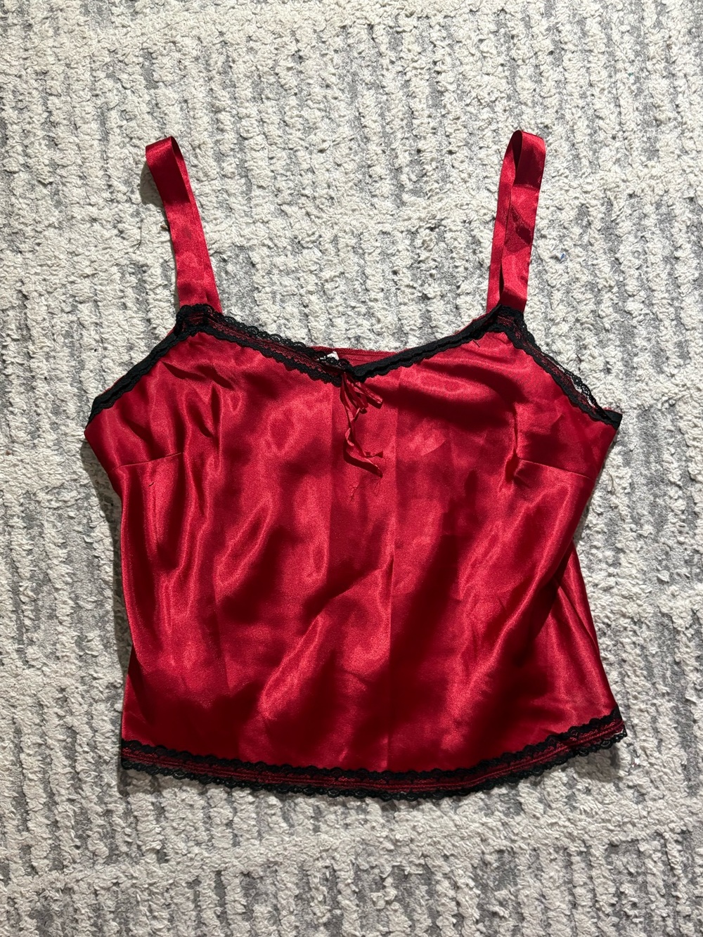 Studio I red black satin sexy sleep top camisole lace size 16